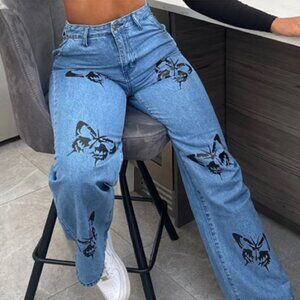 Boho Black Butterfly Jeans size 11 denim new